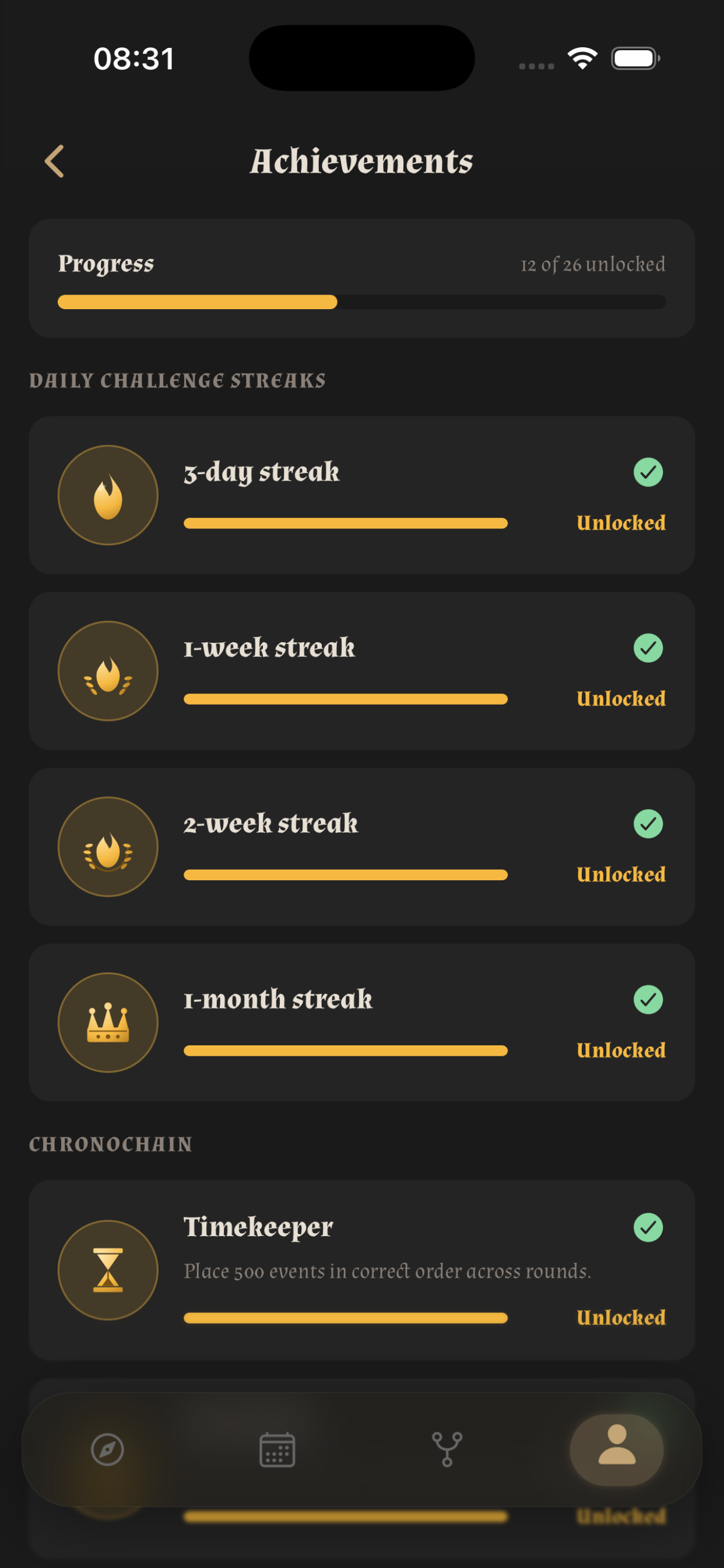 Achievements in Epocha
