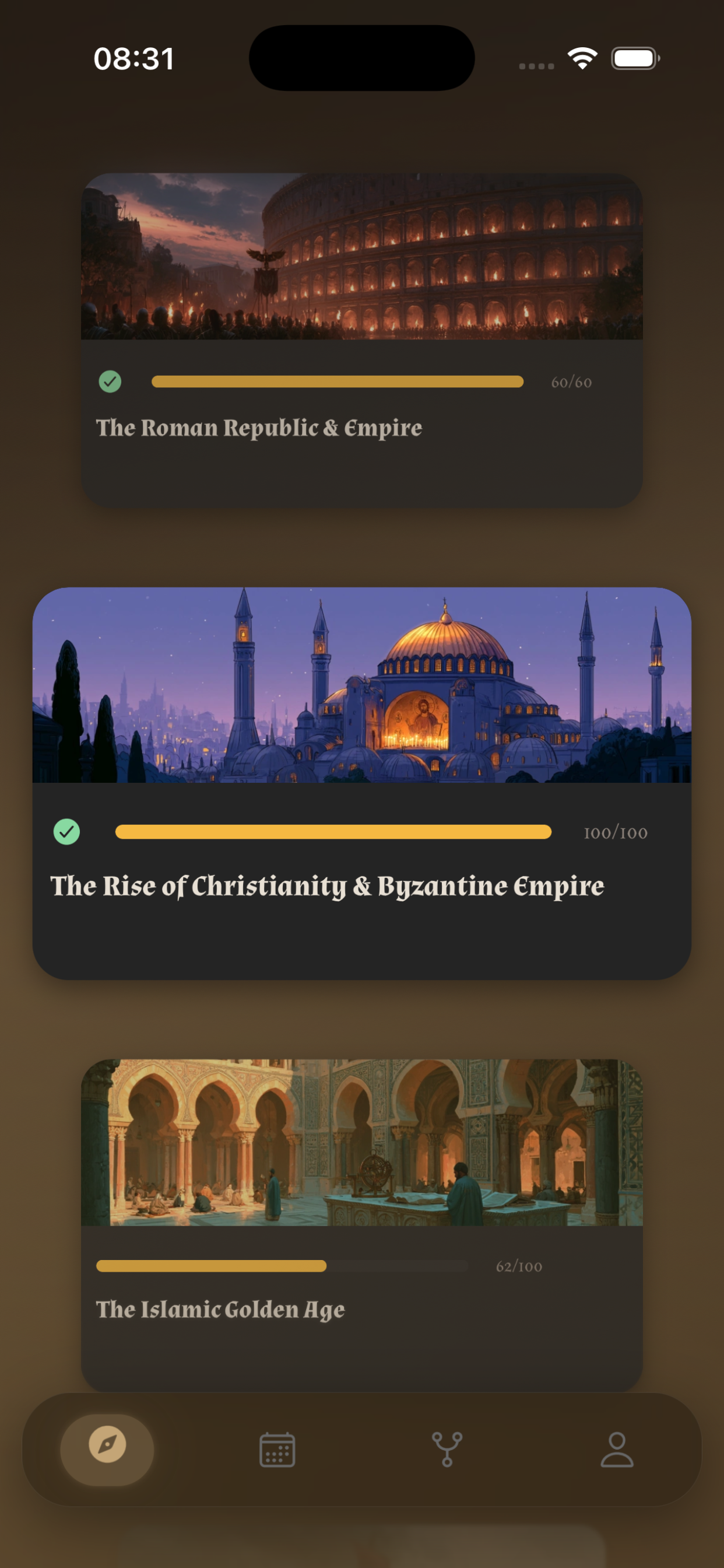 The Epocha home screen
